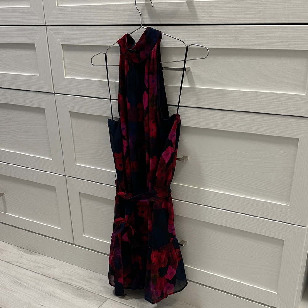 PAIGE Backless Dress in Red and Pink Floral NWOT